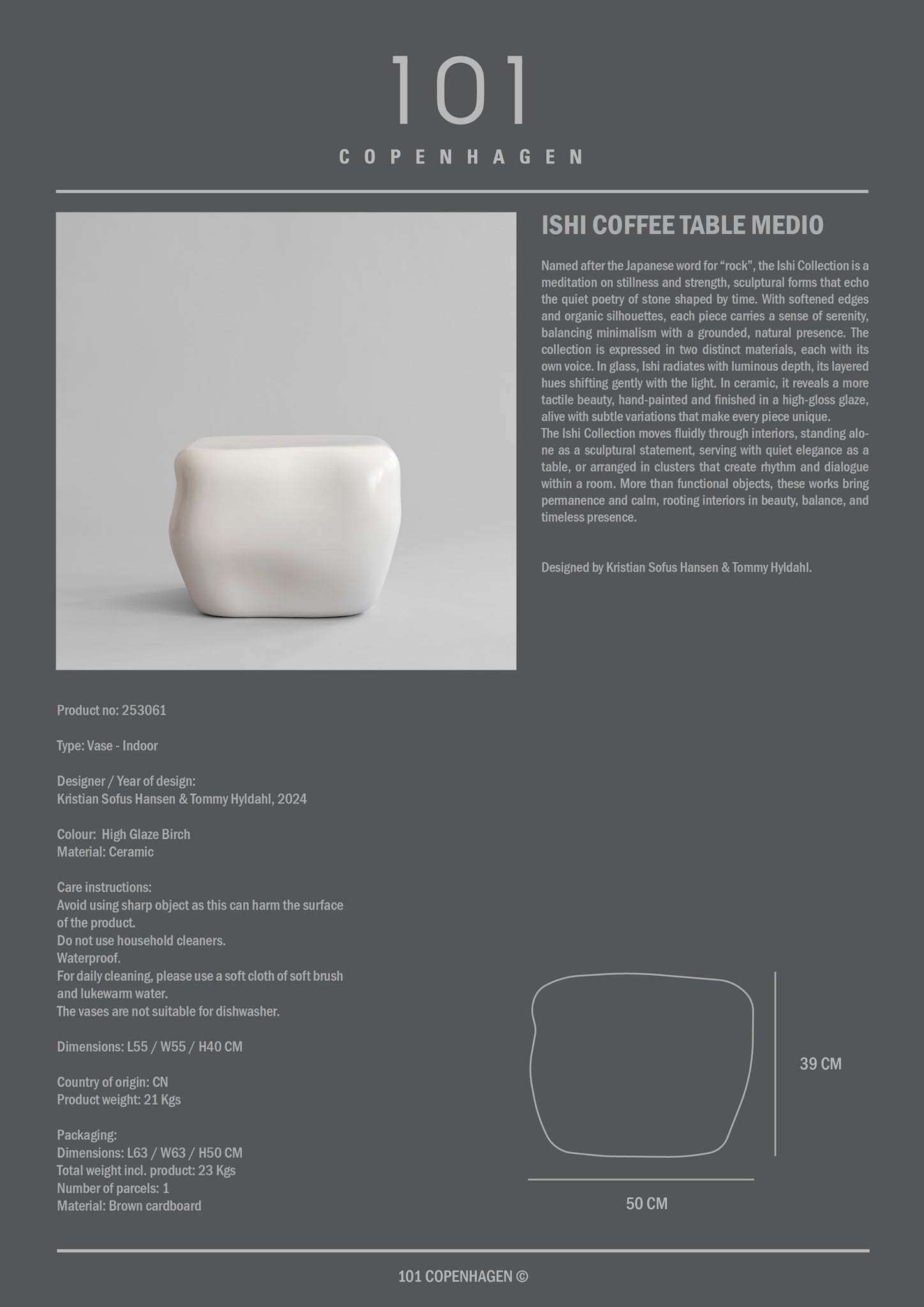 Ishi Coffee Table (Medio High Glaze Birch) - imagine 6