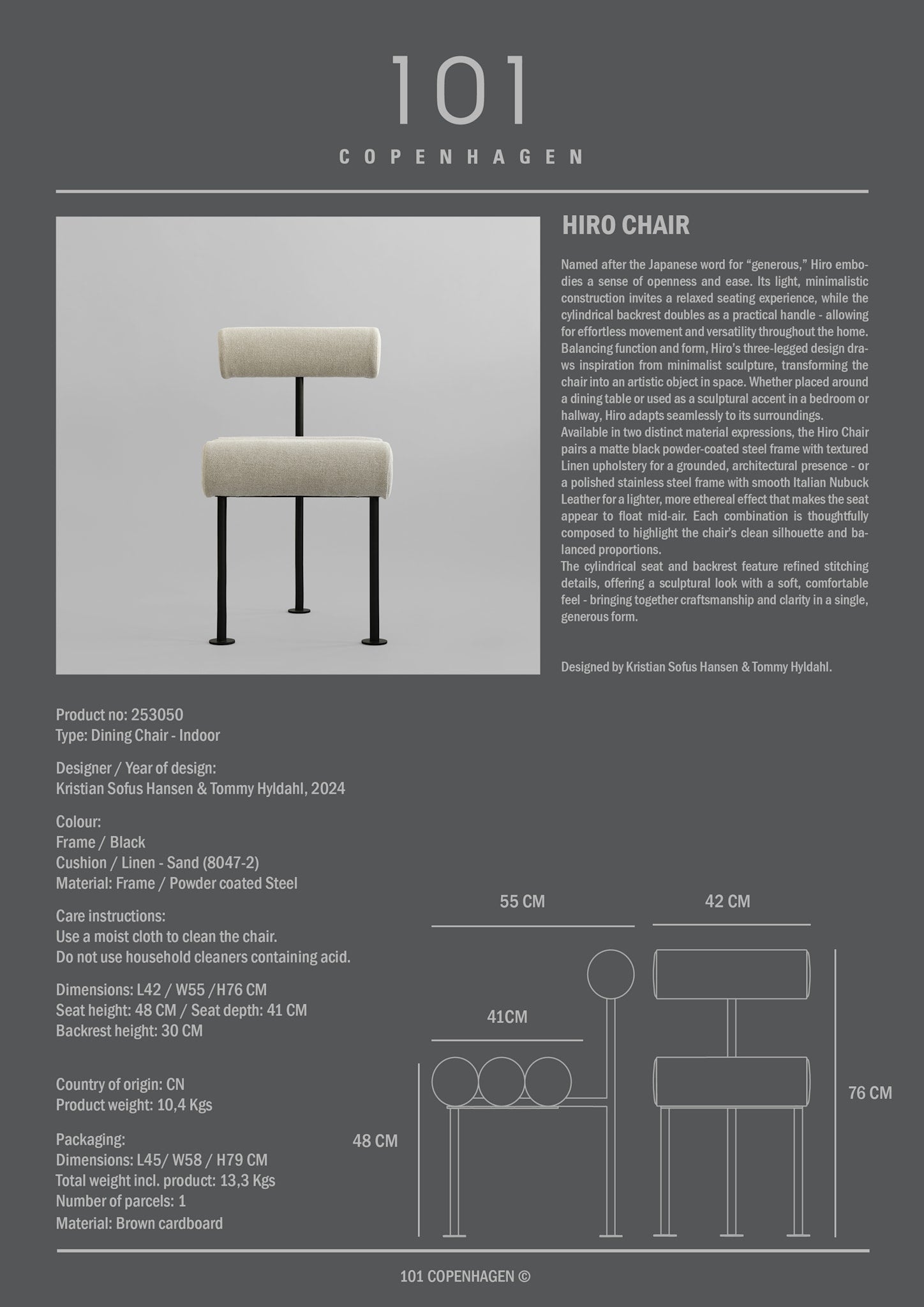 Hiro – Black Frame & Sand Linen - imagine 6